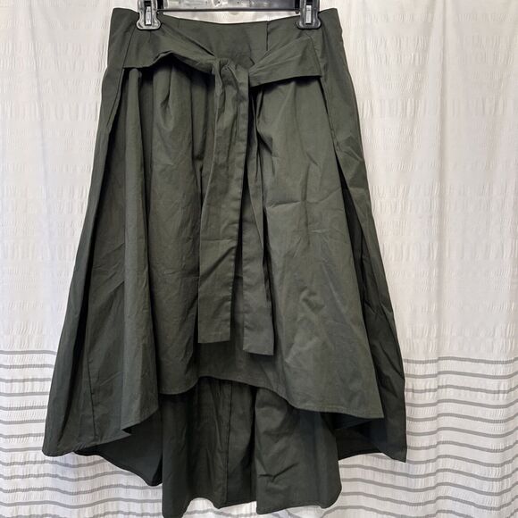 Who What Wear Skirt Womens Military Green Front Tie Khaki Stretchy Waist 28” Mid - Picture 2 of 7